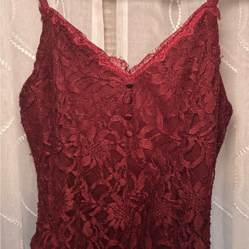 Burgundy Red Lace Bodysuit - Picture 3 of 9